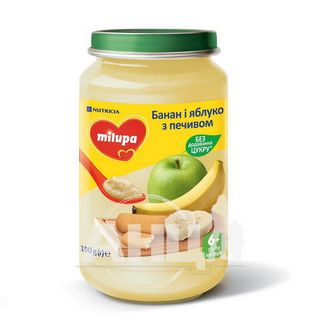 Пюре Дитяче Фруктове Банан-яблуко Та Печиво Milupa З 6 Місяців 190 Г