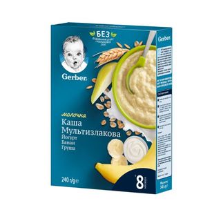 Дитяча Каша Gerber Молочна Мультизлакова З Бананом Та Грушею 240 Г
