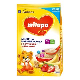 Каша Молочна Мультизлакова Milupa З Полуницею Та Бананом Для Дітей Від 7 Місяців 210 Г
