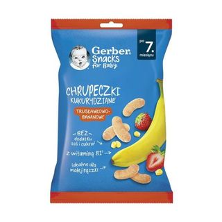 Кукурудзяні Снеки Gerber Organic З Бананом І Полуницею Для Дітей З 7-ми Місяців 28 Г
