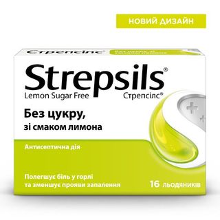 Стрепсілс Без Цукру Зі Смаком Лимона Льодяники №16