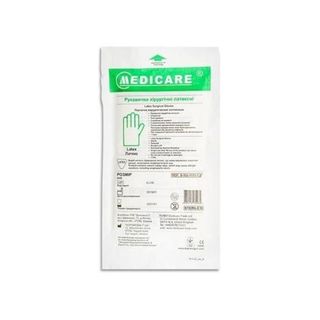 Рукавички Хірургічні Латексні Стерильні Медікеа (medicare) Неприпудрені Розмір 7,5 1 Пара