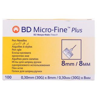 Голка Для Шприц-ручки Bd Мікро-файн Плюс (bd Micro- Fine Plus) Розмір 30g (0,3 Мм*8 Мм)