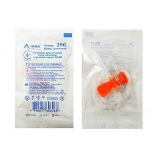 Катетер Внутрішньовенний Типу "метелик" Ігар (igar) Розмір 25g (помаранчевий) 1 Шт