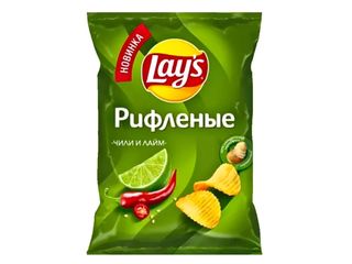 Чипсы Lays рифленые чили лайм 125г