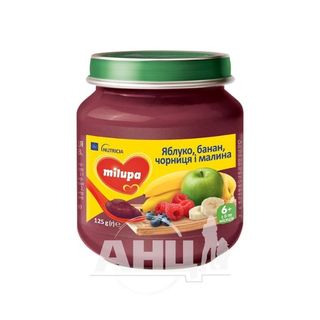 Пюре Milupa Яблуко, Банан, Чорниця 125 Г
