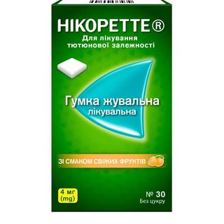 Нікоретте Зі Смаком Свіжих Фруктів Жувальні Гумка Лікувальна 4 Мг Блістер №30