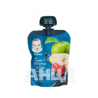 Пюре Gerber Яблуко, Груша, Малина Та Чорниця 90 Г