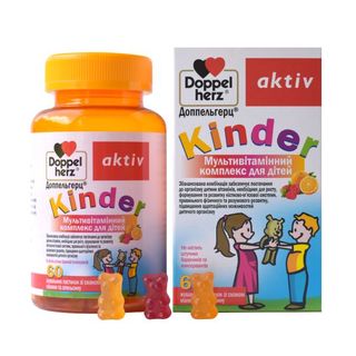 Доппельгерц Кіндер Мультивітамін Пастилки Жувальні Малина №60