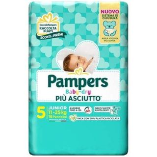 PAMPERS - Baby Dry Più Asciutto Taglia 5 Junior 11-25 Kg 16 Pannolini - 985995683