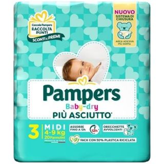 PAMPERS - Baby Dry Più Asciutto Taglia 3 Midi 4-9 Kg 20 Pannolini - 985995671