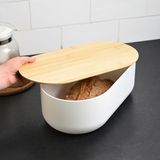 Хлібниця З Бамбуковою Кришкою (350х190х120мм, Білий) Mh-1093 White