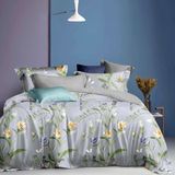 Підковдра "пісня Квітів" 200x220 См, Сатин 200 Тс (2000х2200мм, Сірий З Принтом) Bl-dc-10 Gray/print