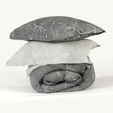 Наволочка "петрикор" 50x70 См, Сатин 200 Тс (500х700мм, Сірий З Принтом) Bl-p-08 Gray/print