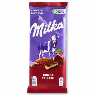 Шоколад Milka 90г Молочний Вишня