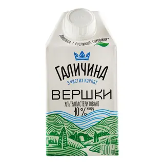 Вершки Галичина 10% 500г Т/п