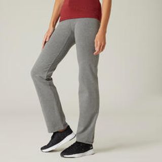 Mallas Leggings Corte Recto Bajos Ajustables Fitness Mujer 500 Gris 2Xl / W38 L31 Gris