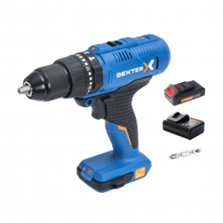 Trapano Avvitatore Dexter 20 V 2 Batterie Litio, 2,5 Ah, Con Percussione 400000373
