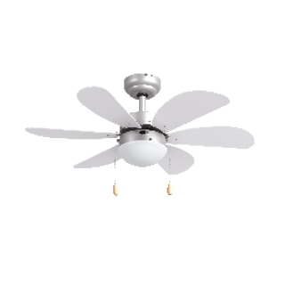 Ventilatore Da Soffito Tenerife 6 Pale D76 E27 60w Metallo Legno Bianco E Silver 420004309