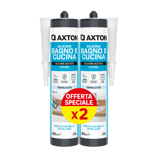 Bi-pack Silicone Acetico Bagni E Cucine Trasparente Axton 280 Ml 470005762
