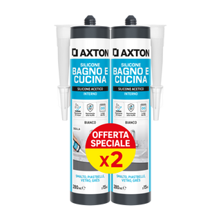 Bi-pack Silicone Acetico Bagni E Cucine Bianco Axton 280 Ml 470005760