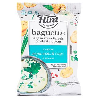 Сухарики "flint Baguette" Зі Смаком Вершковий Соус З Зеленню 110г