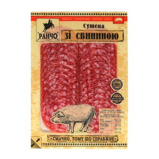 Ковбаса "сушена Зі Свининою" С/к (нарізка) 75г Тм Ранчо