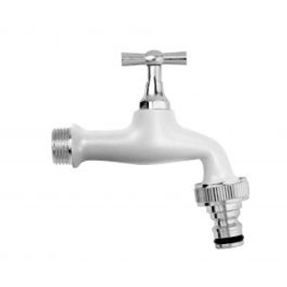 Rubinetto Da Giardino In Ottone Cromato Con Innesto Rapido 1/2” Bianco 500014897
