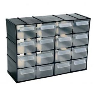 Cassettiera 22,1x8,5x15,6 Cm In Polistirolo Trasparente Anti-urto Con 16 Cassetti 410170041