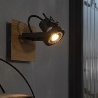 Faretto Technic Metallo Nero E Legno 12.5x14.5x12.5cm Gu10'=35w 420007124