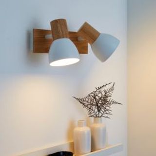 Faretti Venosa Legno E Metallo Bianco 10x26.5x19cm 2xe14'=15w 420007015