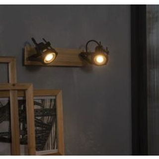 Faretti Technic Metallo Nero E Legno 31.5x12x14.6cm 2xgu10'=35w 420007125