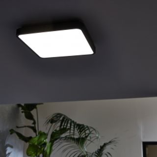 Plafoniera Ponoca Alluminio Nero 30x5x30cm Led 1800lm Luce Naturale Ip44 420006828