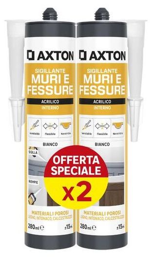 Bi-pack Sigillante Acrilico Muri E Fessure Bianco Axton 280 Ml 470005753