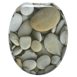 Sedile Wc Pop Ovale - Grigio Stampa Sassi Con Chiusura Rallentata 430007091