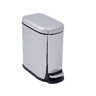 Pattumiera Metallo Color Silver Lucido Secchio Interno E Pedale Slim Cm.7x20x65 430007205