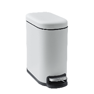 Pattumiera Metallo Bianco Opaco Secchio Interno E Pedale Slim Cm.7x20x65 430007204