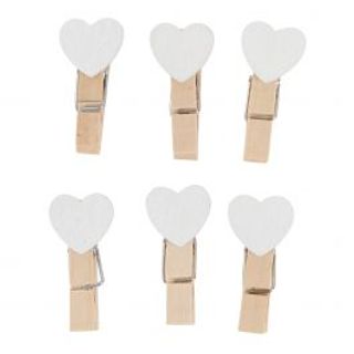 6 Mollette Cuore Bianco Portafoto 3.5cm 480009930