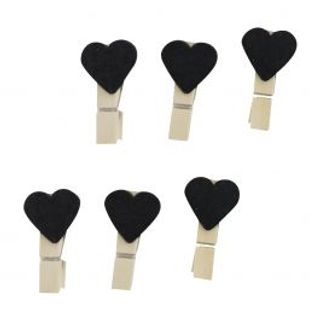 10 Mollette Cuore Nero Portafoto 2cm 480009929