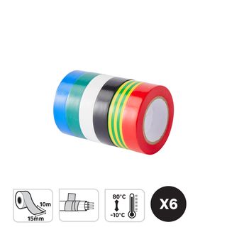 Set 6 Nastri Isolanti Assortiti 15mmx10mt 420008703