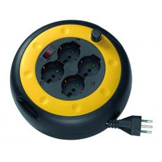 Avvolgicavo 5Mt Spina 10A 4 Prese Universali Con Disgiuntore Termico