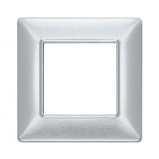 Placca Plana 2 Posti Metallo Alluminio Spazzolato 420100080