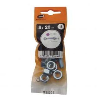 Bullone 8 X20 Mm A Testa Esagonale, Dado, 2 Rondelle Acciaio 6 Pezzi 410120794