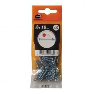 Bullone Testa Svasata Ph, Dado E Rondella 3 X 16 Mm, 30 Pezzi 410120827