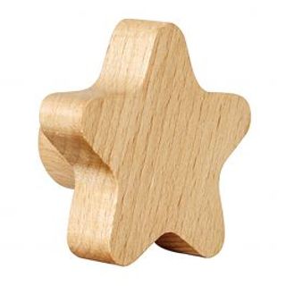 Gancio Appendiabito A Stella In Legno Di Faggio Finitura Naturale, Doppio Fissaggio, L5xh4 410006842