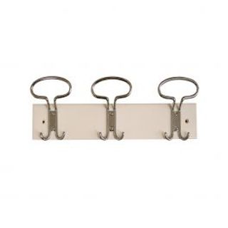 Appendiabito In Legno Laccato Bianco 3 Ganci In Metallo Cromato L42xh7 Cm 410003192
