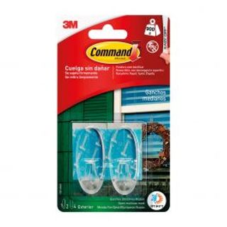 2 Ganci Adesivi Per Esterno Trasparenti Command Medio 410007410