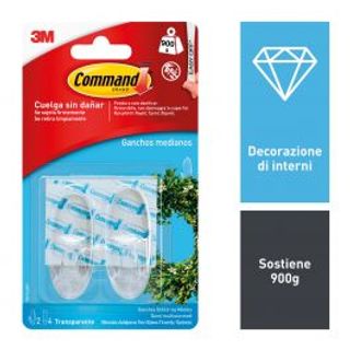 2 Ganci Adesivi Trasparente Command Medio 410007395