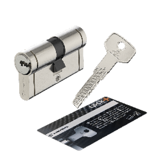 Cilindro In Ottone Standers 30+30mm, Finitura Nichel Satinato, 5 Chiavi Lunghe In Acciaio 410006363