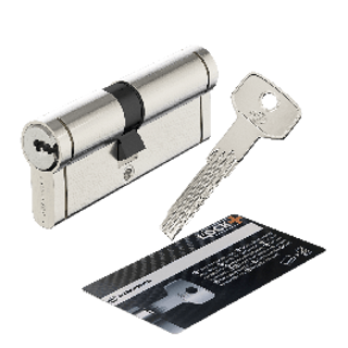 Cilindro In Ottone Standers 35+45mm, Finitura Nichel Satinato, 5 Chiavi Lunghe In Acciaio 410006370